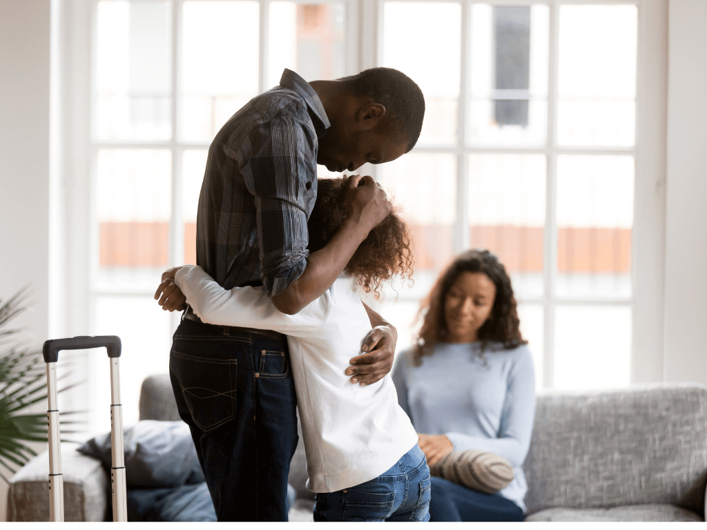 daughter hugging her father