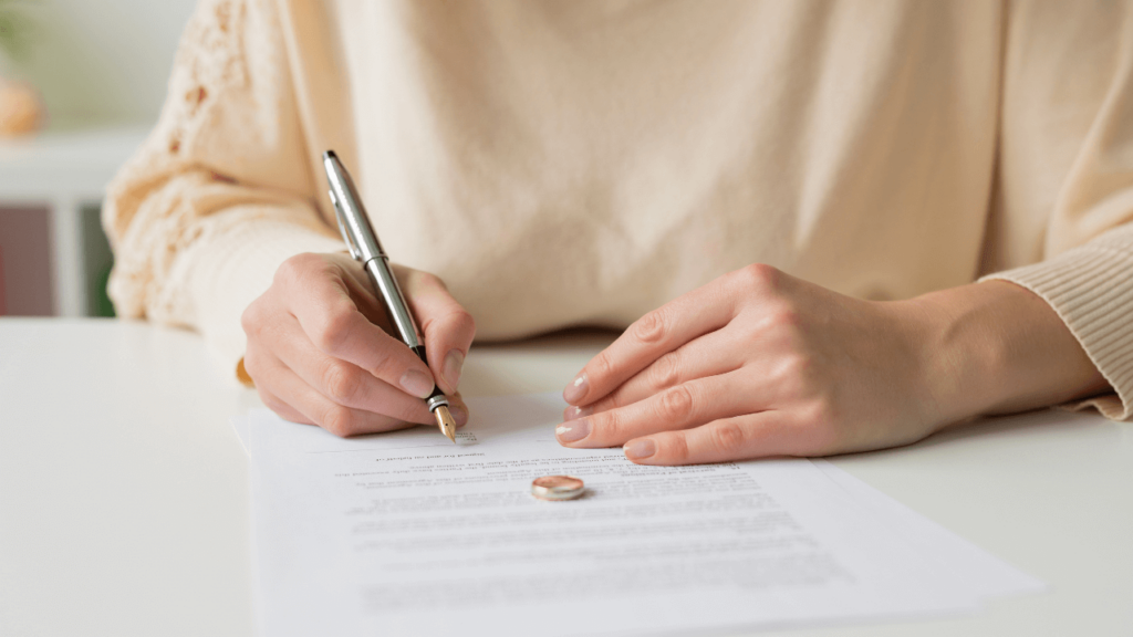 Wife signing a waiver of divorce