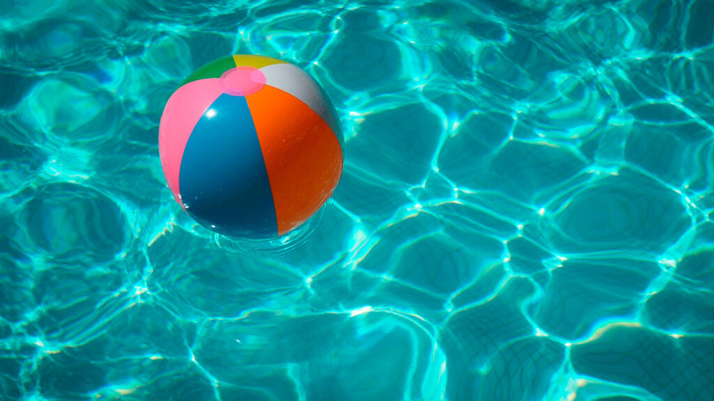 ball floating in a pool
