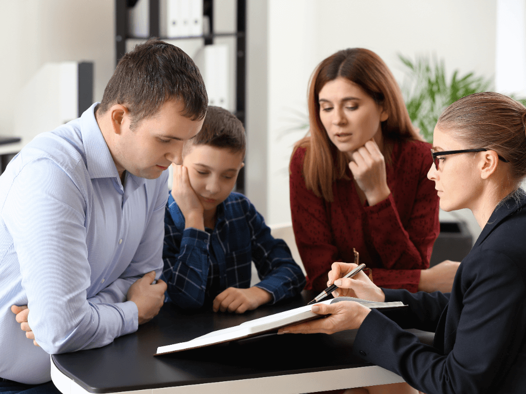 Lawyer handing over paperwork