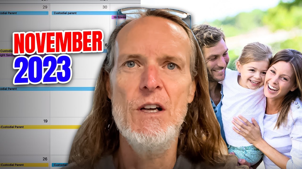 image of Chris in front of happy family and calendar with "November 2023" in text.